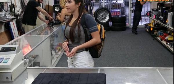  Pretty college girl convinced to have sex with pawn man